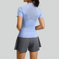 Wholesale Women's Mesh Yoga Set: Half-Zip Short Sleeve Top & Shorts