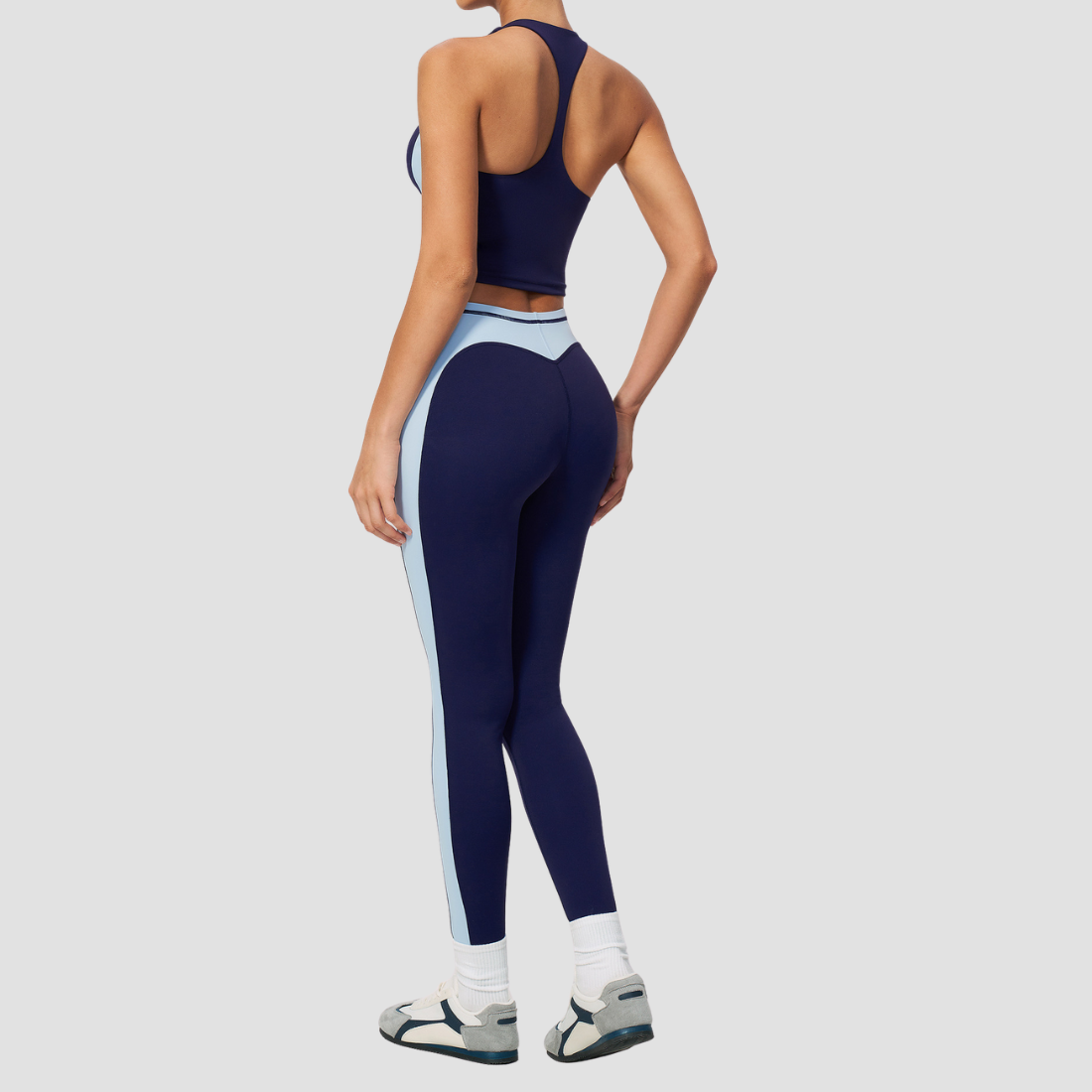 Wholesale Women's Colorblock Bare-Feel Yoga Set Tank Top & Leggings w/ Chest Pad