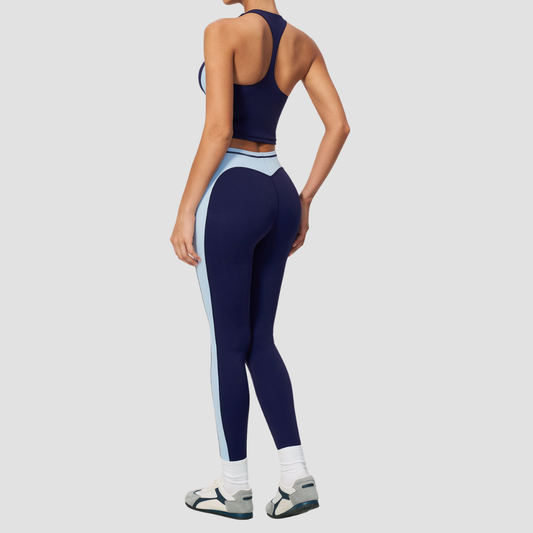 Wholesale Women's Colorblock Bare-Feel Yoga Set Tank Top & Leggings w/ Chest Pad