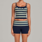 Wholesale Women's Retro Print Double-Strap Yoga Vest+High-waist Shorts Two-Piece Set