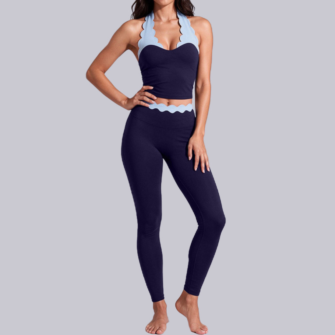 Women's Activewear Padded Halter Top & High-Waist Leggings Yoga Set