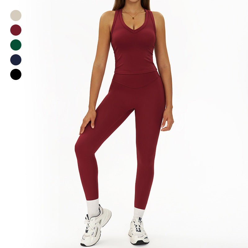 Racerback Sports top + High-waisted leggings 2-Piece Set