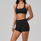 Wholesale Women's Brushed Short Sleeve Crop Top & Full-Length Leggings Set – Padded Yoga Fitness 2-Piece