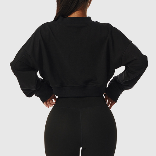 Wholesale Women's Oversized Long Sleeve V-Neck Athletic Sweatshirt – Casual Fitness Pullover
