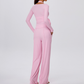 Wholesale Women's Padded Sports Bra+Tie-Front Long-Sleeve+Wide-Leg Pants Yoga Set