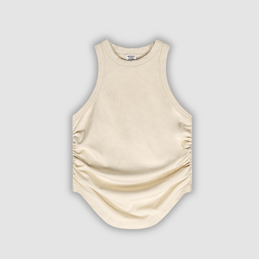 Wholesale Women’s Ruched Washed Tank – Cropped Cotton-Spandex Streetwear Top