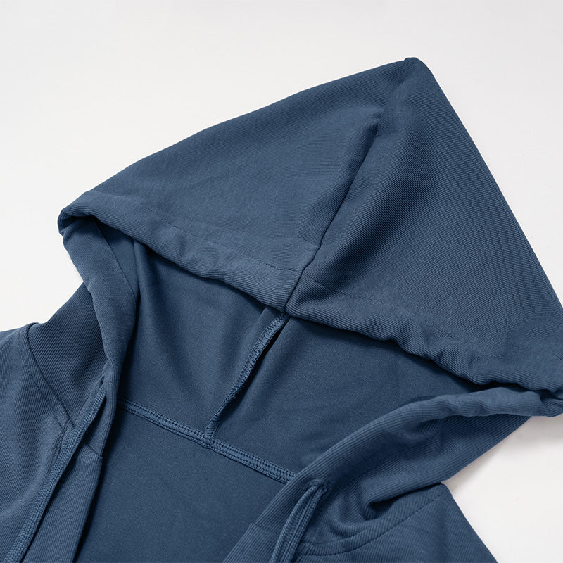 V-neck large hooded jacket+Sports tank top+High waisted shorts 3-piece set