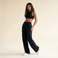 Wholesale Women's Brushed Fabric Sports Bra and Wide-Leg Pants Set