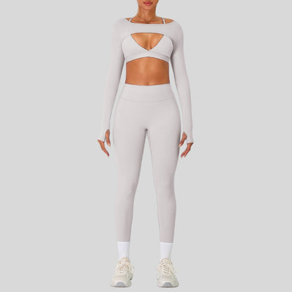 Naked Feel Sports Bra+long sleeve jacket+Legging 3-Piece Set