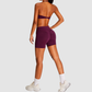 Wholesale Seamless Halter Sports Bra & High-Waist Biker Shorts Set – Naked-Feel Peach-Lift Yoga 2-Piece