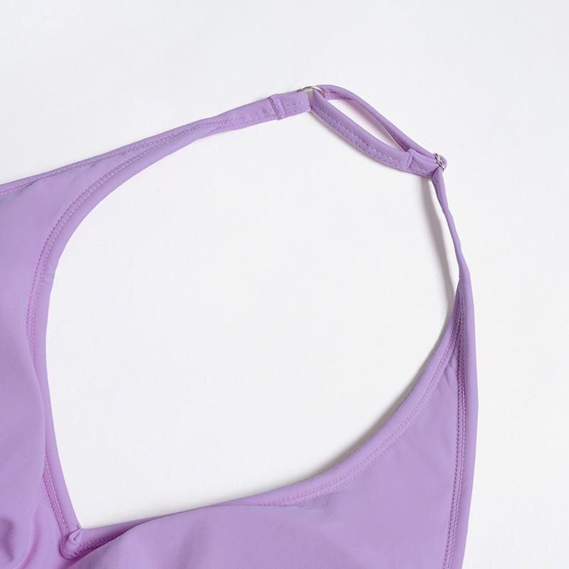 Halter-neck open-back sports tank top