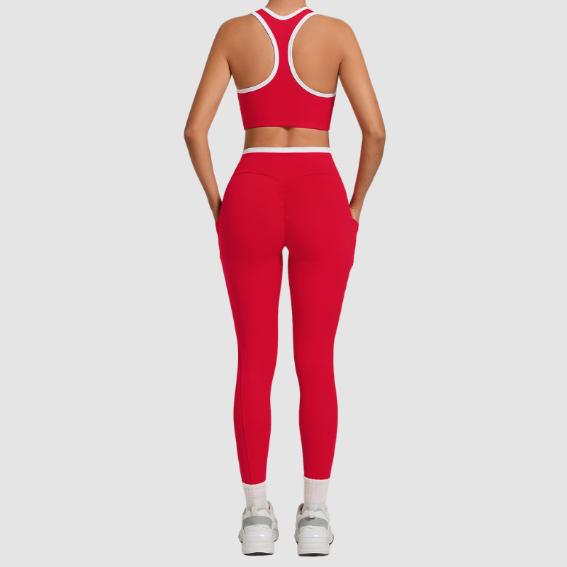 Wholesale contrasting vest+cross waistline legging set | Wonderxfans bulk activewear