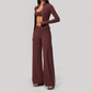 Wholesale Women's 3-Piece Yoga Set – Zip Jacket, Sports Bra & Wide-Leg Pants