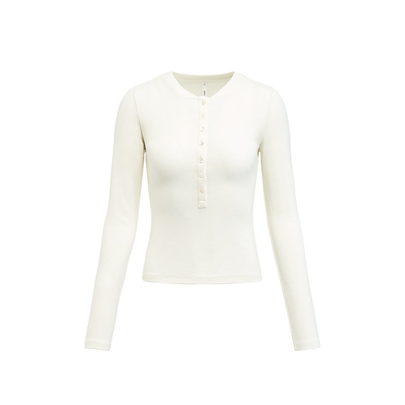 Long-sleeved T-shirt with waist slim