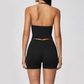 Wholesale Women's Halter Neck Yoga Set – Deep V-Neck Bra & High-Waist Shorts