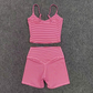 Wholesale Women's Activewear Retro Print Back-V Sleeveless Top & Leggings Yoga Set