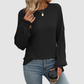 Wholesale Women's Ribbed Long Sleeve T-Shirt – Loose Ruffle-Sleeve Top
