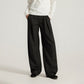 Pleated curved knife high-waisted dress pants