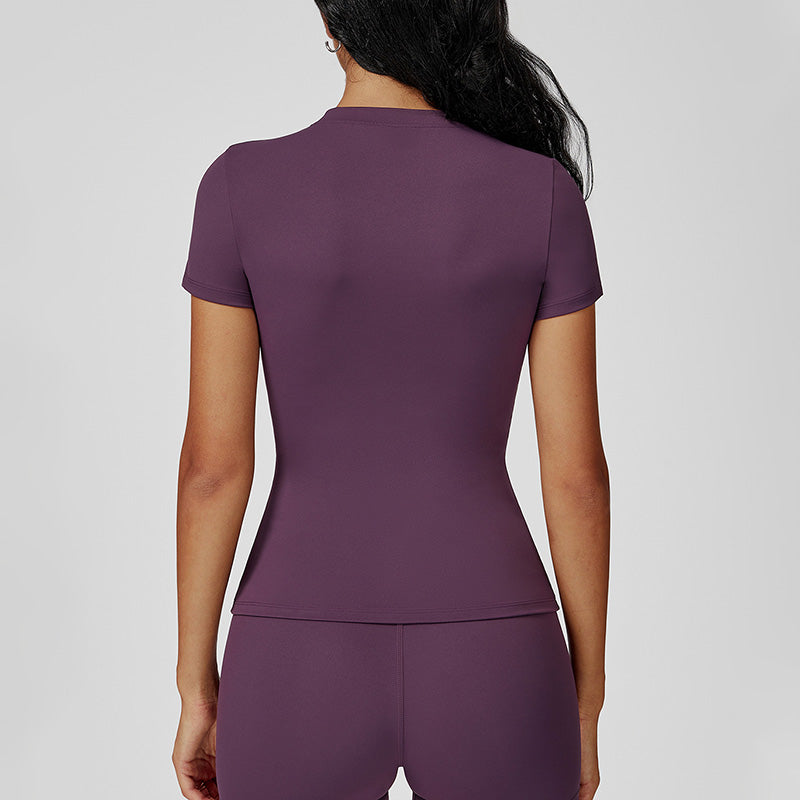 Brossé à manches courtes et à col rond en yoga