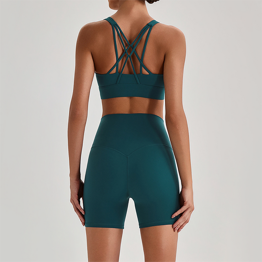 Wholesale Women's Quick-Dry Naked Feel Vest+Fitted Biker Shorts Yoga Set