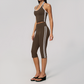 Wholesale Women's Cream-Feel Fleece Sleeveless Vest & High waisted cropped pants Set