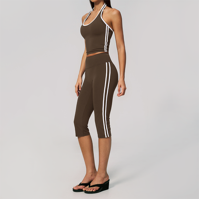Wholesale Women's Cream-Feel Fleece Sleeveless Vest & High waisted cropped pants Set