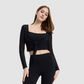 Wholesale Women's Tie-Front Yoga Top & Built-In Cup Bra Set