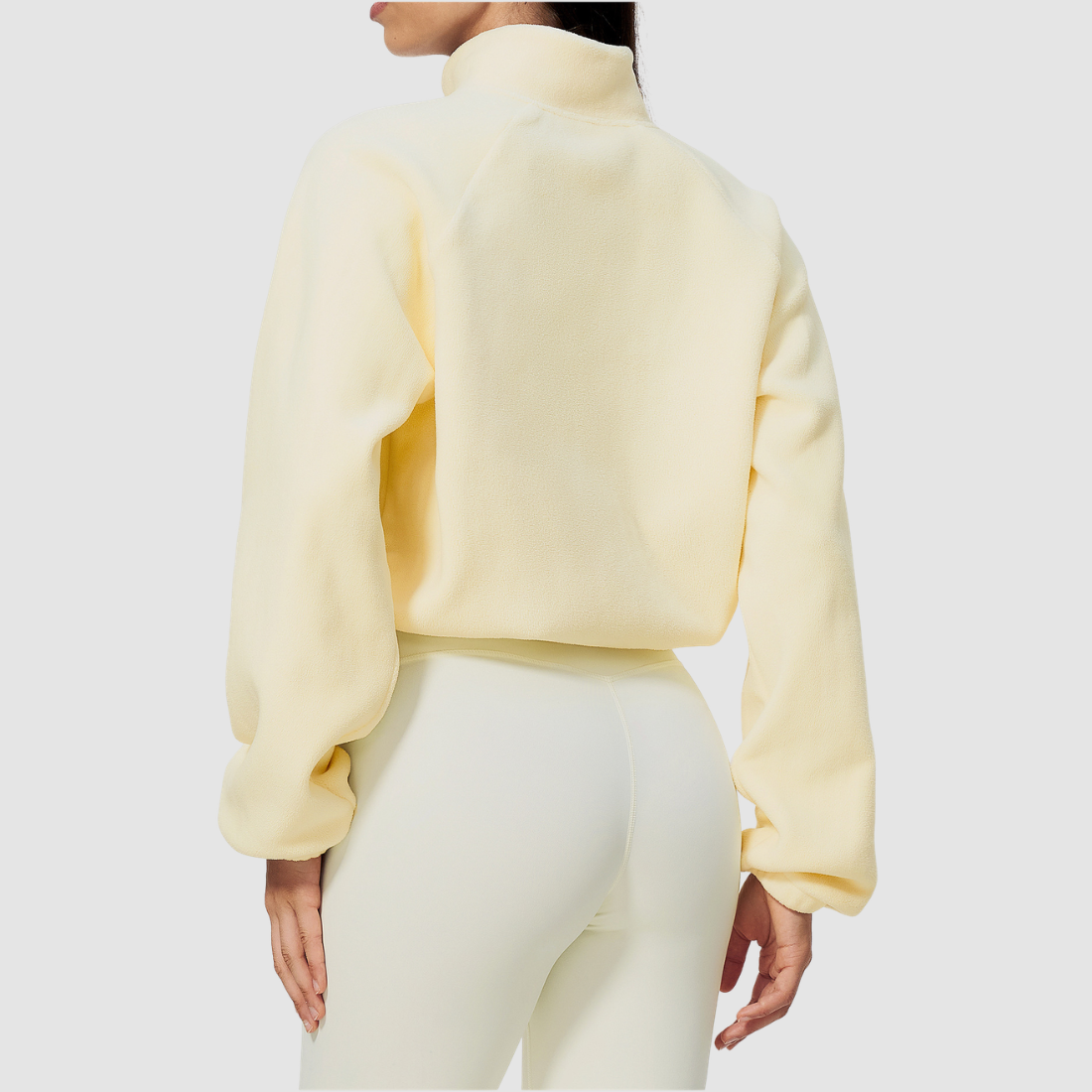 Wholesale Women's Activewear Plush Stand-Collar Zip Cropped Sports Jacket