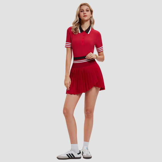 Wholesale New Sports Short Sleeve for Women Slimming High Elastic Fitness POLO Shirt Outdoor Running Tennis Set