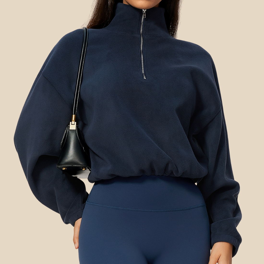 Wholesale Women's Activewear Fleece-Lined Stand-Collar Half-Zip Sweatshirt