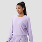 Women's Waffle Knit Crew Neck Long Sleeve Athletic T-Shirt
