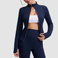 Slim-fit stand-up zip-up jacket