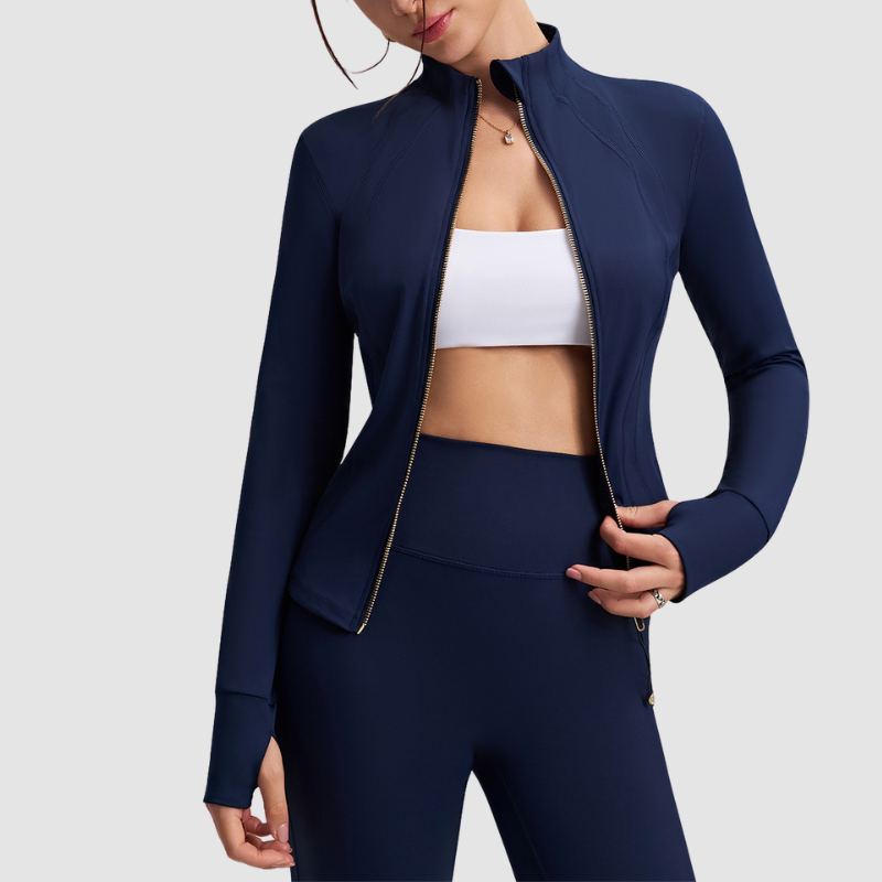 Slim-fit stand-up zip-up jacket