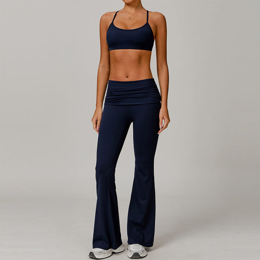 Cruce y correas delgadas Sports Sports + Pantalones de piernas acampanadas Set de 2 piezas