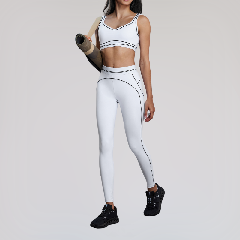Wholesale contrast color sports bra + elastic leggings