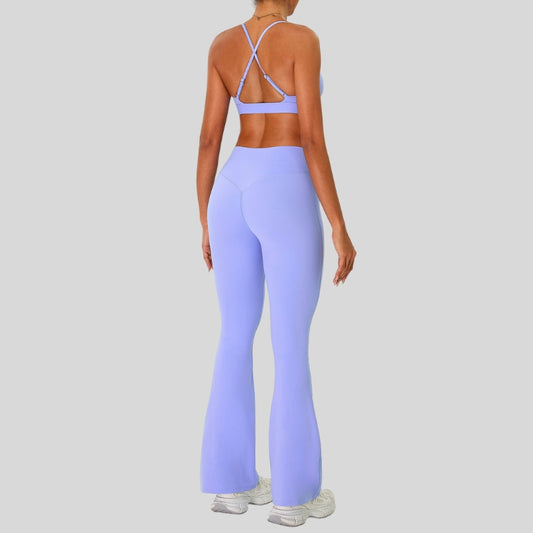 Wholesale Strap sports bra+High-waisted flared pants | Wonderxfans bulk activewear