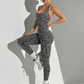 Women's seamless leopard print halter jumpsuit