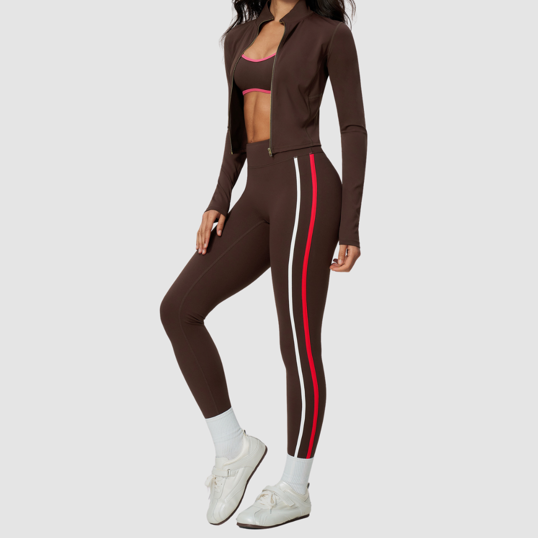 Wholesale Women's Padded Sports Bra, Long Pants & Jacket Yoga Set