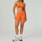 Seamless thin straps Sports Bra + High-waisted shorts 2-Piece Set