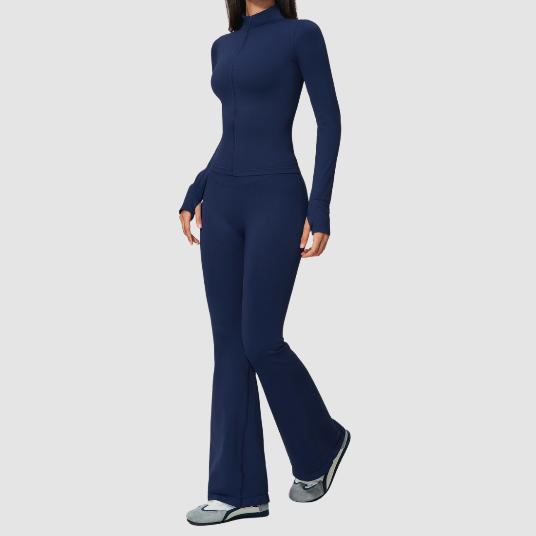 Wholesale Women's Zip-Front Jacket & Flared Yoga Pants Set
