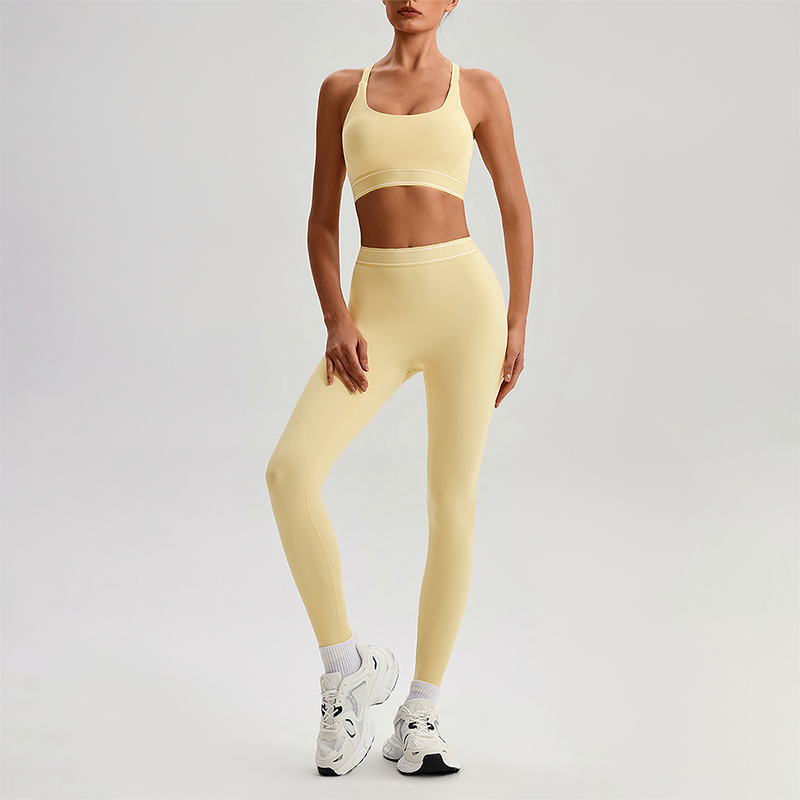 Wholesale Naked-Feel Sports Bra & High-Waist Biker Shorts Set – Quick-Dry Yoga 2-Piece set