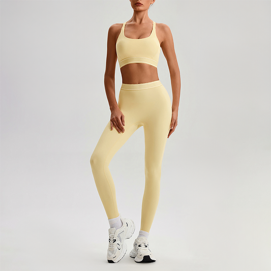 Wholesale Naked-Feel Sports Bra & High-Waist Biker Shorts Set – Quick-Dry Yoga 2-Piece