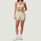 Wholesale Women's Seam-Detail Colorblock High-Waist Booty Shorts – Butt-Lifting Yoga Gym Activewear