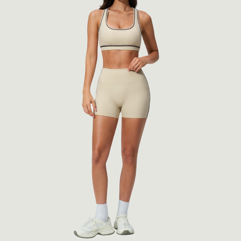 Wholesale Women's Seam-Detail Colorblock High-Waist Booty Shorts – Butt-Lifting Yoga Gym Activewear