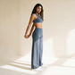 Wholesale Women's Brushed Fabric Sports Bra and Wide-Leg Pants Set