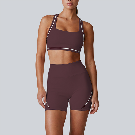 Wholesale Color-Block Quick-Dry Naked Feel Vest+Fitted Biker Short set (Pre-sale)