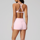Wholesale Cross Trap Sports Bra + Fold-Up Waistband Shorts 2-Piece Set