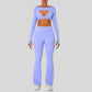 Naked Feel Sports Bra+Long sleeve jacket+High-waisted flared pants 3-Piece Set