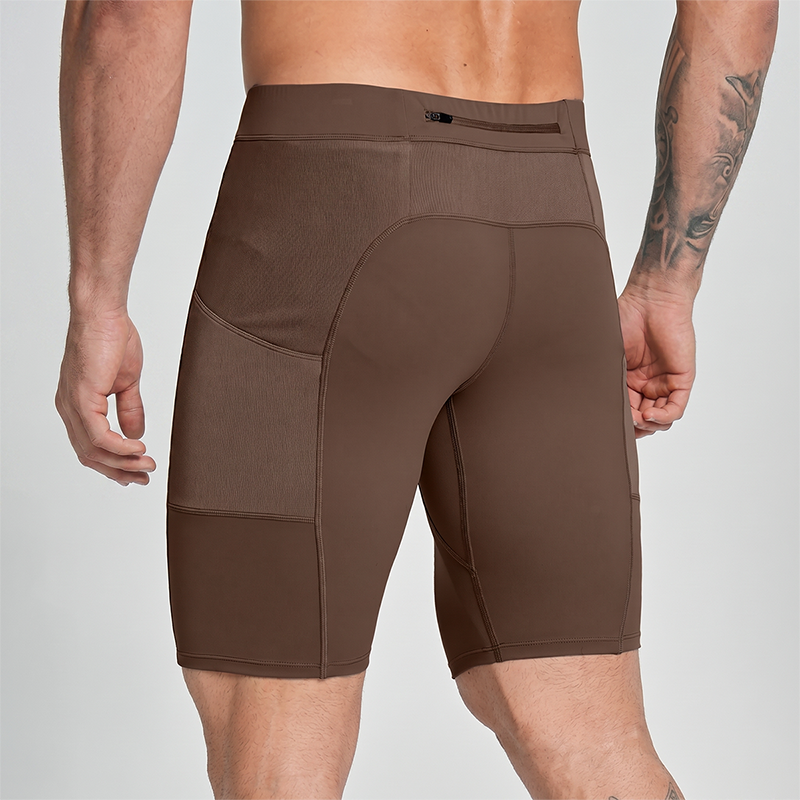 Wholesale Men's High-Waist Compression Shorts – Tummy Control Double-Layer Gym Shorts