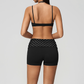 Wholesale Women's Polka Dot & Stripe Yoga Set Halter Neck Sports Bra & Shorts w/ Chest Pad